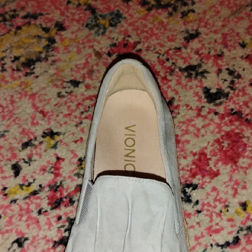 Vionic Light Gray Suede Fringe Slip-On Loafers - Picture 5 of 6